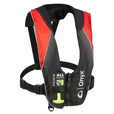 Onyx A/M-24 Series All Clear Automatic/Manual Inflatable Life Jacket - Black/Red