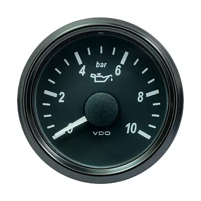 VDO SingleViu 52mm (2-1/16&quot;) Oil Pressure Gauge - 10 Bar - 0-180 Ohm