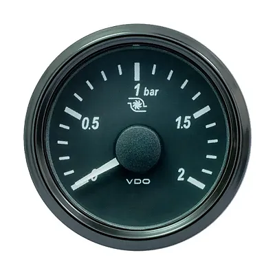 VDO SingleViu 52mm (2-1/16&quot;) Turbo Pressure Gauge - 60 PSI - 0-180 Ohm
