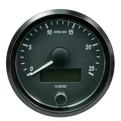 VDO SingleViu 80mm (3-1/8&quot;) Tachometer - 2500 RPM