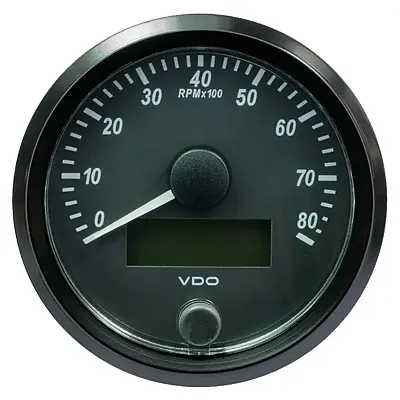 VDO SingleViu 80mm (3-1/8&quot;) Tachometer - 8000 RPM