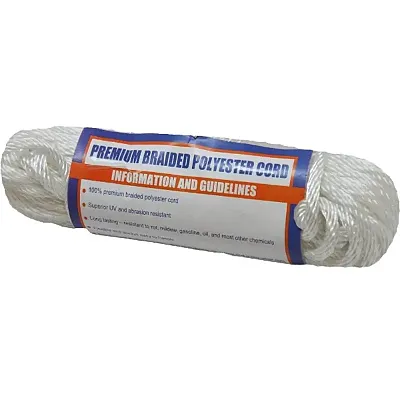 Sea-Dog Solid Braid Polyester Cord Hank - 1/8&quot; x 50&#39; - White