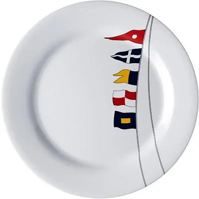Marine Business Melamine Non-Slip, Flat, Round Dinner Plate - REGATA - 10" Set o