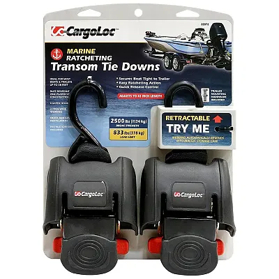 Cargoloc Ratcheting Tie Down - Strap 2&quot; X 43&quot; X 2500Lbs Transom (Pair)