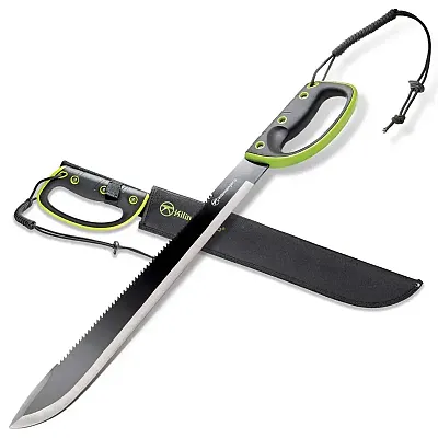Kilimanjaro 24&quot; Machete With Serrated Back And Black Finish With Nylon Storage S
