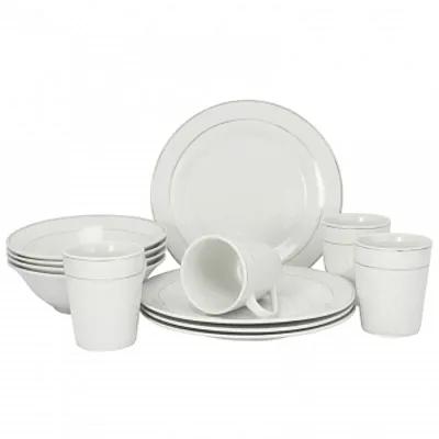 Gibson Home Tuxedo Deluxe 12-Piece Dinnerware Set