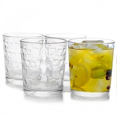 Gibson Home Great Foundations 4-Piece 13 oz. Double Old Fashion Glass Set, Squar