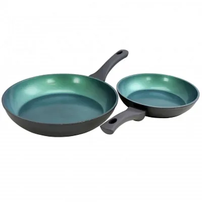 Gibson Home Equinox 2 Piece Ceramic Non-Stick Fry Pan Set in Matte Charcoal Gre