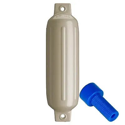 Polyform G-2 Twin Eye Fender 4.5&quot; x 15.5&quot; - Sand w/Adapter
