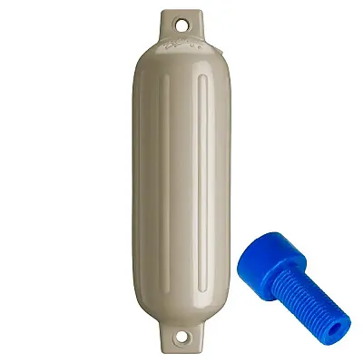 Polyform G-3 Twin Eye Fender 5.5&quot; x 19&quot; - Sand w/Adapter