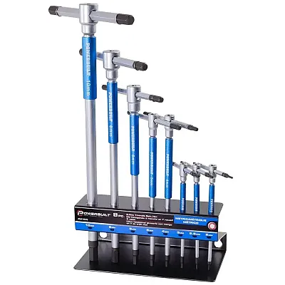 Powerbuilt Metric T-Handle Hex/Allen Key Wrench Set With Storage Rack (8 Piece S