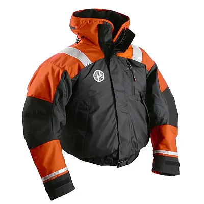 First Watch AB-1100 Flotation Bomber Jacket - Orange/Black - Medium