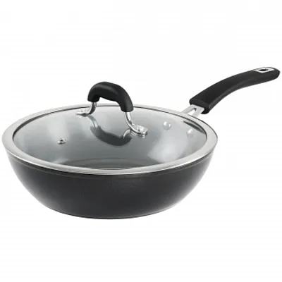 Kenmore Arlington 3.5 Quart Non Stick Aluminum Saute Pan with Lid in Black Diamo