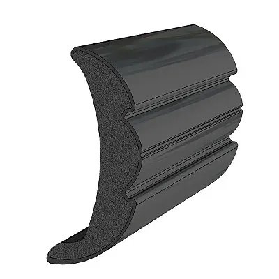 TACO Rigid Vinyl Flex-Core Rub Rail 2&quot; x 7/8&quot; - Black 60&#39;