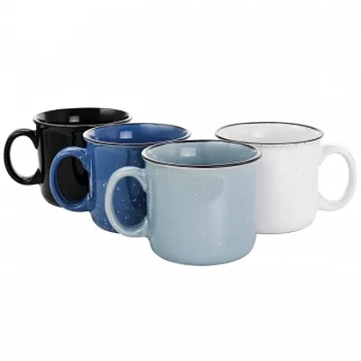 Mr. Coffee Mr. Colebrook Speckled Stoneware 18oz 4 Piece Mug Set in Assorted Col