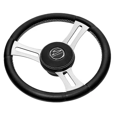 Schmitt &amp; Ongaro Torcello Elite 14" Wheel - Black Leather &amp; Cap - White 