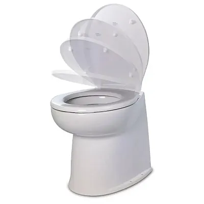 Jabsco Deluxe Flush 14" Straight Back 24V Raw Water Electric Marine Toilet w/Rem