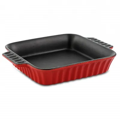 Crock-Pot Denhoff 8 in. Non-Stick Ribbed Casserole in Red