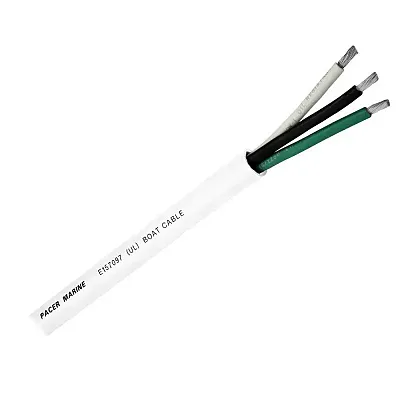 Pacer Round 3 Conductor Cable - 250' - 16/3 AWG - Black, Green &amp; White