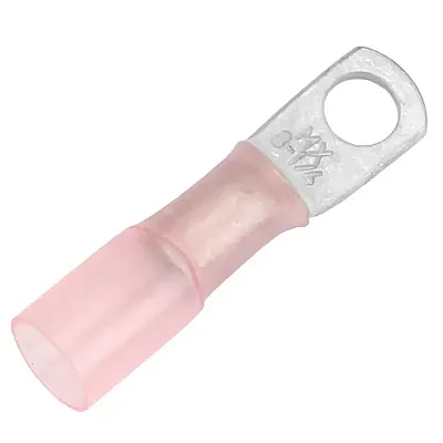 Pacer 8 AWG Heat Shrink Ring Terminal - 1/4&quot; Stud Size - 25 Pack