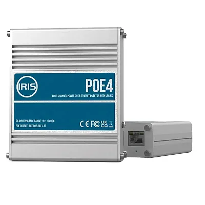 Iris Four Channel Uplink Power Over Ethernet Switch - IEEE802.3af &amp; 3at Comp