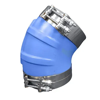 Trident Marine 8" ID 45-Degree Blue Silicone Molded Wet Exhaust Elbow w/4 T-Bolt