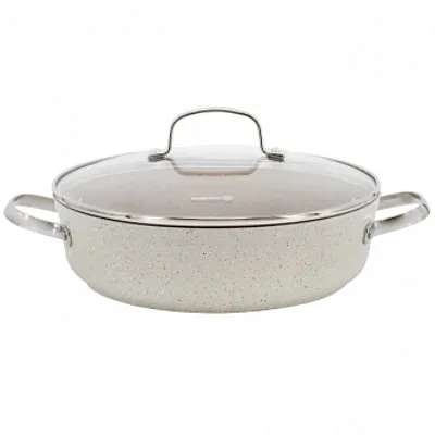 Korkmaz Granita 3.5 Liter Aluminum Nonstick Low Casserole in Tan