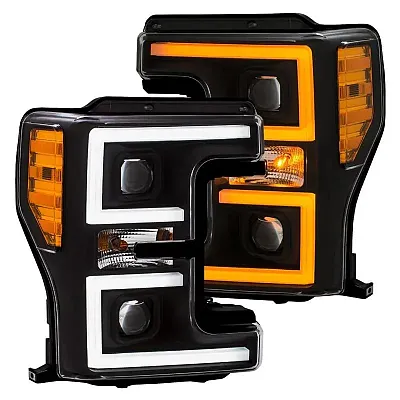ANZO 111388 Prjc Hdlts W/Plnk Swtchbk Blk/Amber