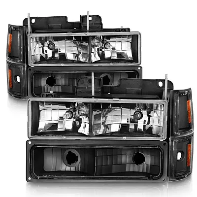 ANZO 111505 Crystal Headlights Black Housing W/