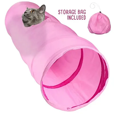 20&quot; Pink Krinkle Cat Tunnel with Peek Hole and Storage Bag ACTN-