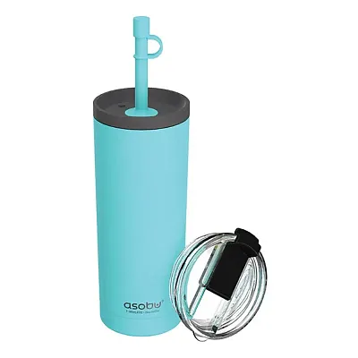 Asobu Ict200Teal 20-Oz. Superb Sippy Cup Insulated Tumbler With Flexible Straw (
