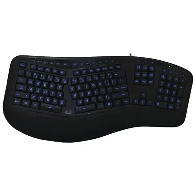 Adesso Akb-150Eb Tru-Form 150 3-Color Illuminated Ergonomic Keyboard