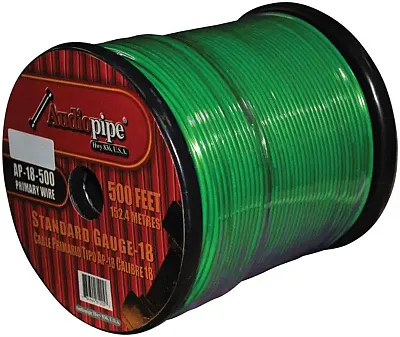   Green   Remote Wire Audiopipe 18Ga 500&#039;