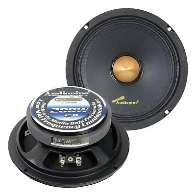 Audiopipe Low Mid Frequency Loudspeaker 6&quot; 200W Max Each - Gold Bullet Dust Cap