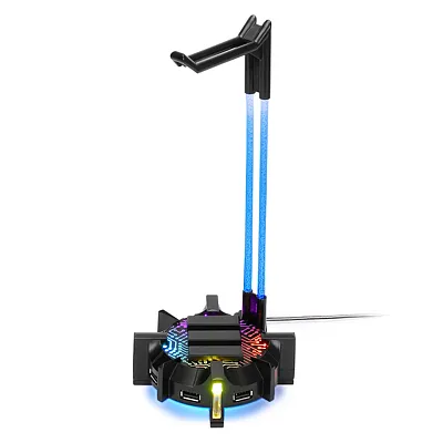 Enhance Enpcghh100Bkew Gaming Headset Stand With 4-Port Usb Hub, Led Lighting, A