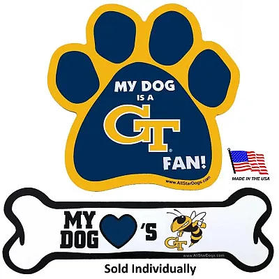 All Star Dogs Georgia Tech Car Magnets - Bone