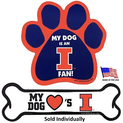 All Star Dogs Illinois Fighting Illini Car Magnets - Bone