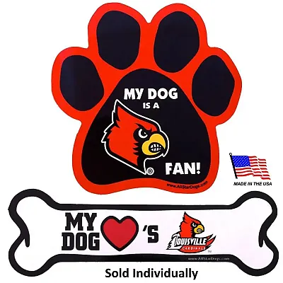 All Star Dogs Louisville Cardinals Car Magnets - Bone