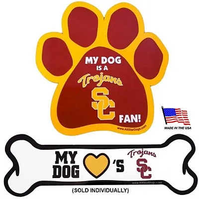 All Star Dogs USC Trojans Car Magnets - Bone