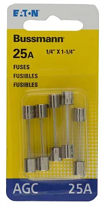 BUSSMANN BPAGC25RP 5Pk Bp/Agc25 Fuses