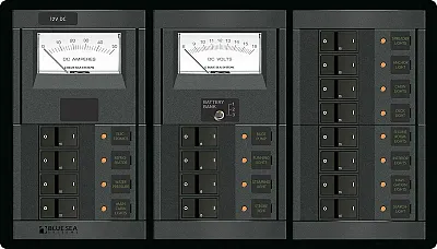 BLUE SEA 1201BSS Panel 360 12Vdc 16Pos V/Amtr Fr