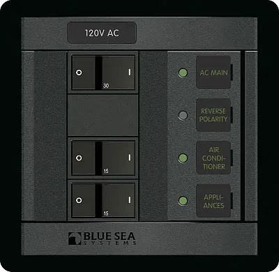 BLUE SEA 1214BSS Panel 360 120Vac 2Pos W/Main Fr