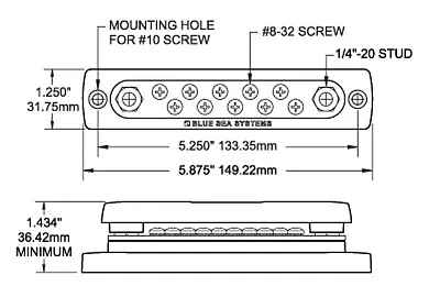 BLUE SEA 2300BSS Busbar 10 Gang Common Bus