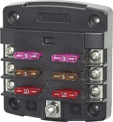 BLUE SEA 5033BSS Fuse Block Stblade 6Circ