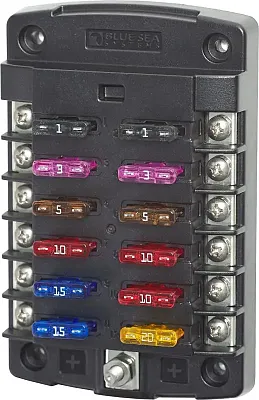 BLUE SEA 5034BSS Fuse Block Stblade 12Circ