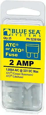 BLUE SEA 5236100BSS Fuse Ato/Atc 2A Pack 25