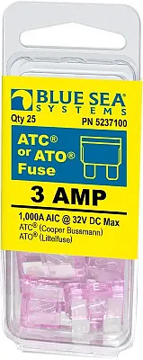 BLUE SEA 5237100BSS Fuse Ato/Atc 3A Pack 25