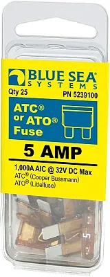 BLUE SEA 5239100BSS Fuse Ato/Atc 5A Pack 25