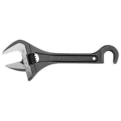 Bahco 10&quot; Wide Jaw Adjustable Wrench With Valve-Persuader Hook