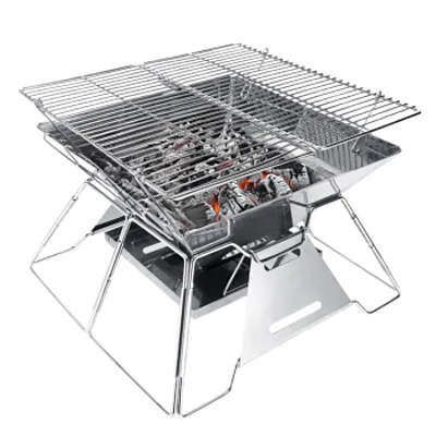 Brentwood 14 x 14 Inch Portable Stainless Steel Folding Charcoal BBQ Grill with